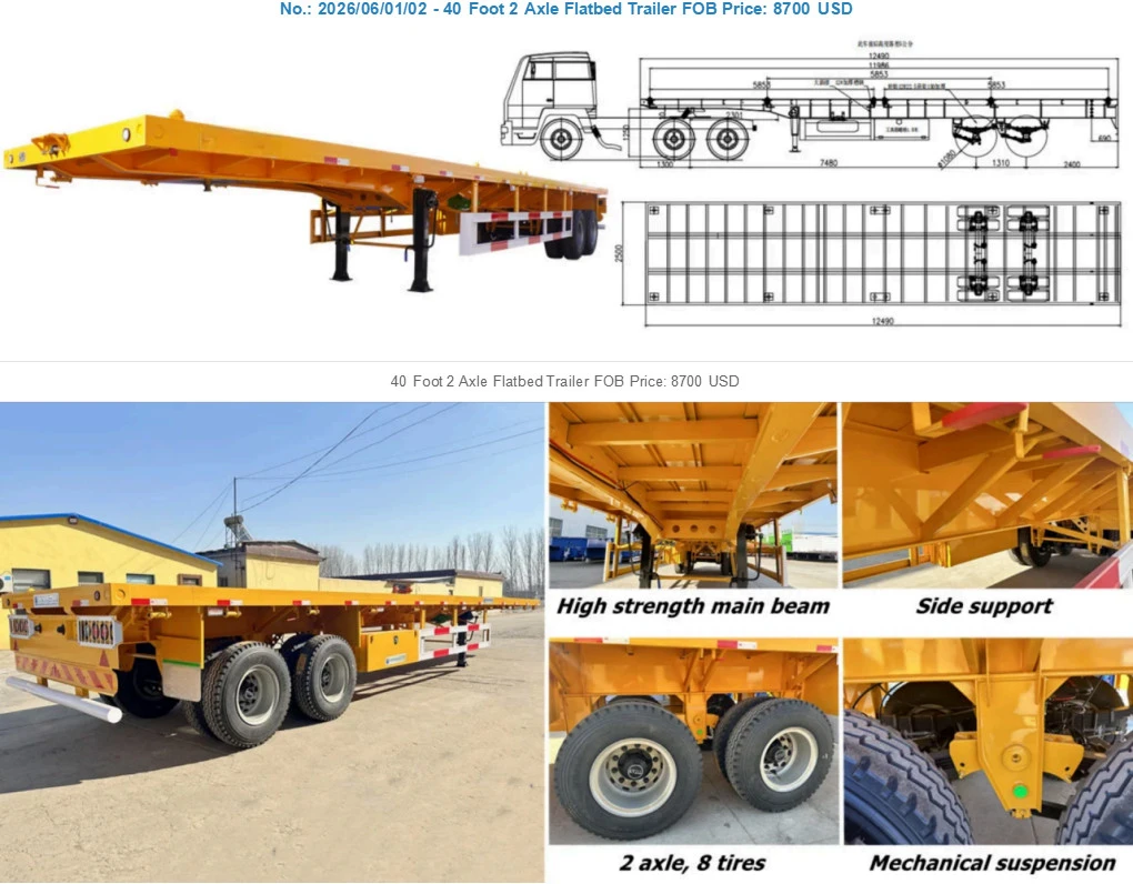 China Customized 40 Foot 2 Axle Flatbed Trailer Manufacturers Suppliers Factory