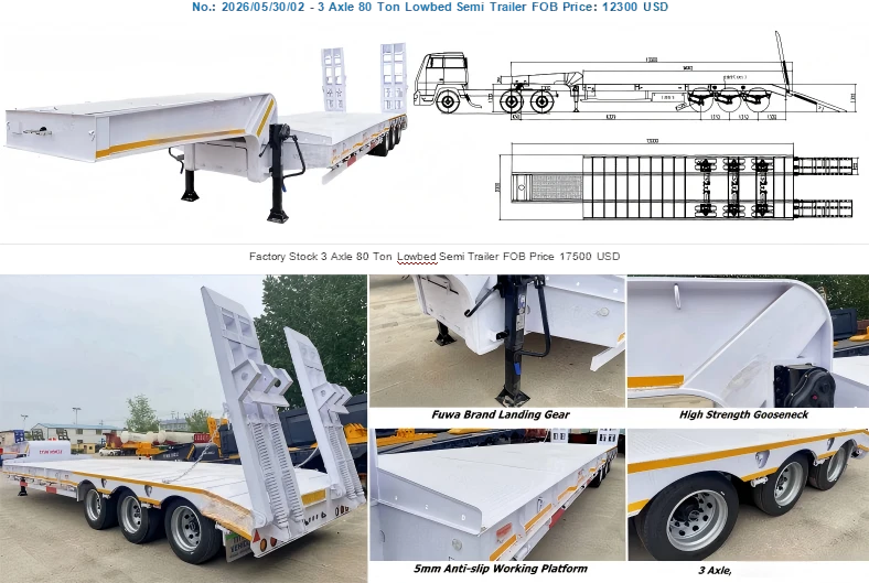 China 3 Axle 80 Ton Lowbed Semi Trailer Manufacturers Suppliers Factory