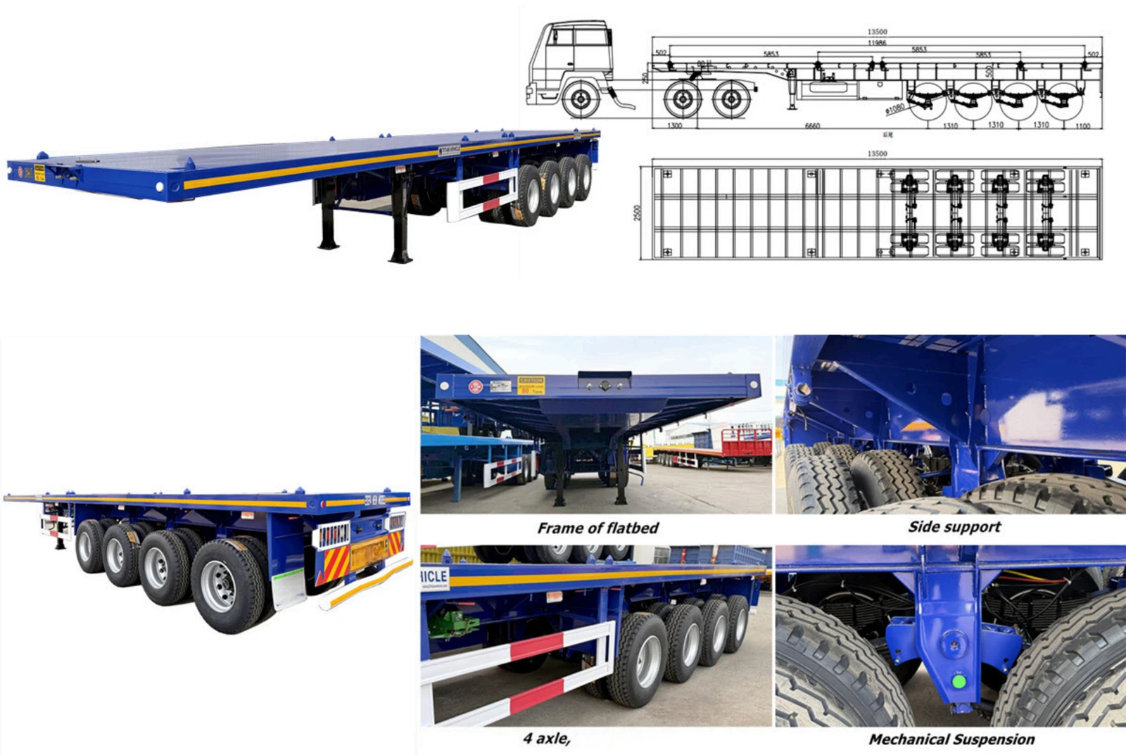 China Customized 4 Axle 13.5M Flatbed Trailer Manufacturers Suppliers Factory