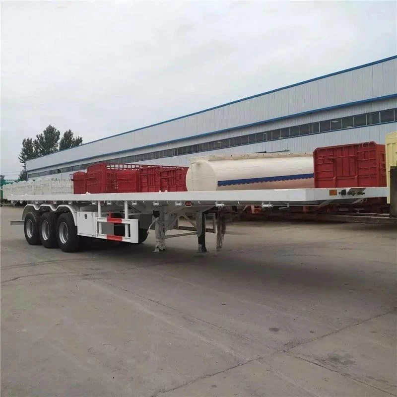 China Customized New Flatbed Semi Trailer 60ton 3 Axles Manufacturers Suppliers Factory