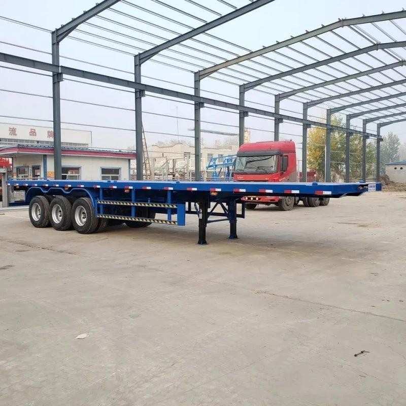 China Customized 40ft 3 Axle Flat Bed Flatbed Semi Trailer Manufacturers Suppliers Factory