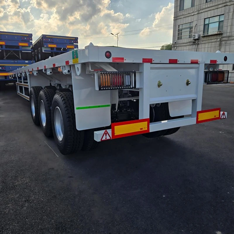 China Customized 3 Axle Flatbed Trailer with Front Wall Manufacturers Suppliers Factory
