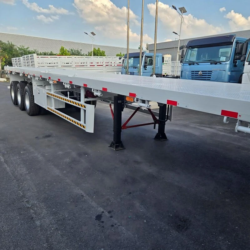 China Customized 3 Axle Flatbed Trailer with Front Wall Manufacturers Suppliers Factory