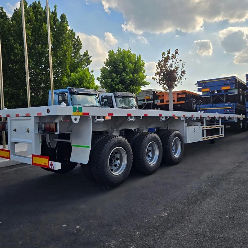 China Customized 3 Axle Flatbed Trailer with Front Wall Manufacturers Suppliers Factory