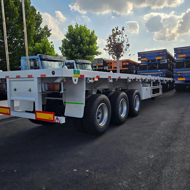 China Customized 3 Axle Flatbed Trailer with Front Wall Manufacturers Suppliers Factory